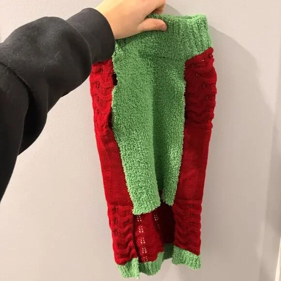 Red and Green Knit Dog Sweater - L - Picture 2 of 2